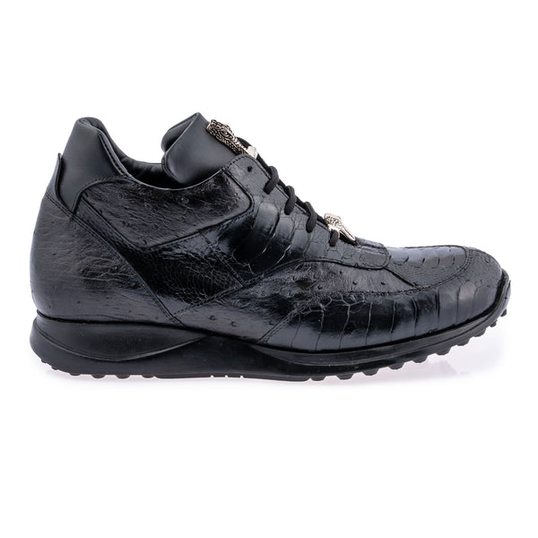 Mauri sneaker ostrich skin and ostrich leg in black