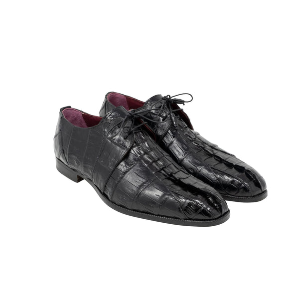 Mauri Lace-Up Hornback and Baby Crocodile - Black