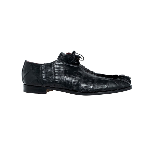 Mauri Lace-Up Hornback and Baby Crocodile - Black