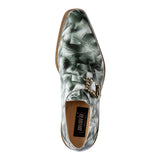 Mauri Alligator Dress Shoe with Buckle - White smoke and hunter green in color