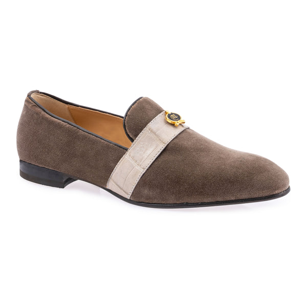 Mauri slip on shoes with velvet and crocodile - light grey