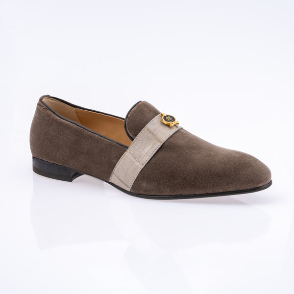 Mauri slip on shoes with velvet and crocodile - light grey