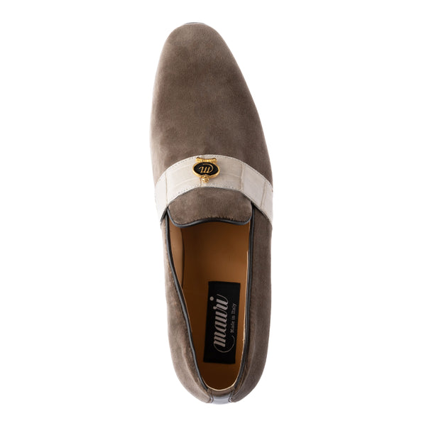 Mauri slip on shoes with velvet and crocodile - light grey