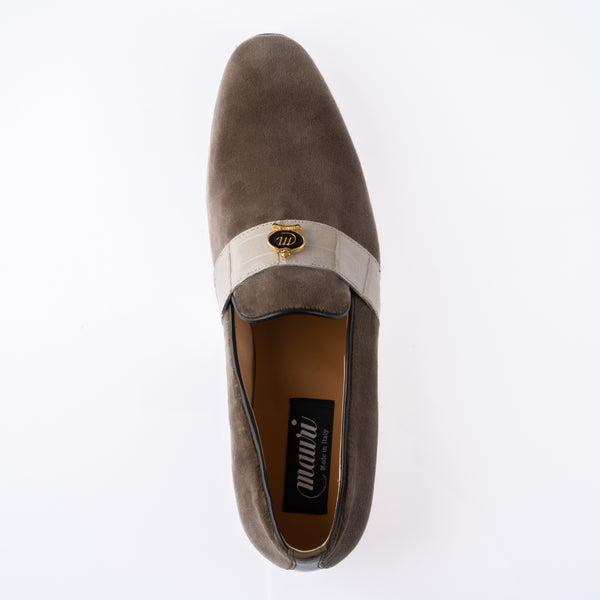 Mauri slip on shoes with velvet and crocodile - light grey