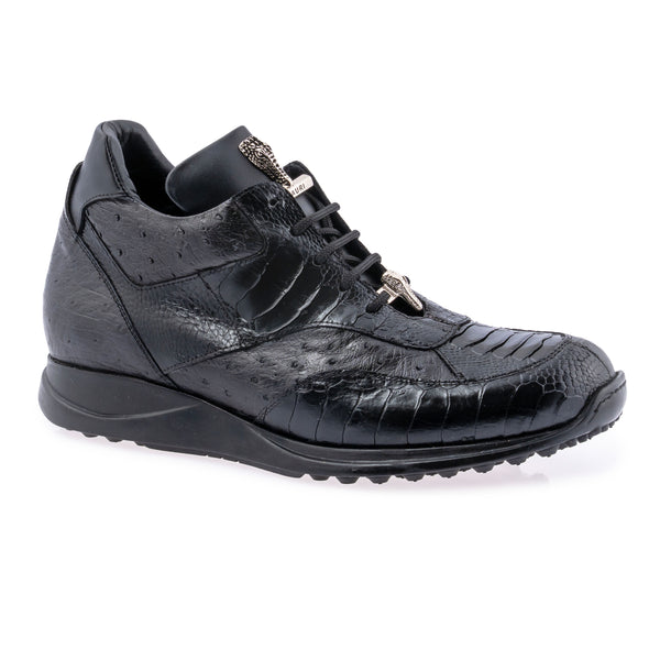 Mauri sneaker ostrich skin and ostrich leg in black