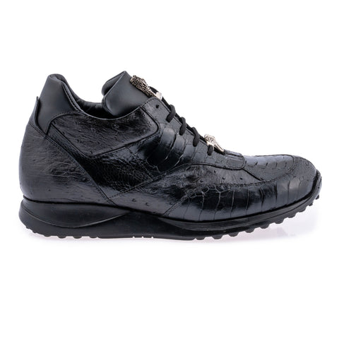 Mauri sneaker ostrich skin and ostrich leg in black