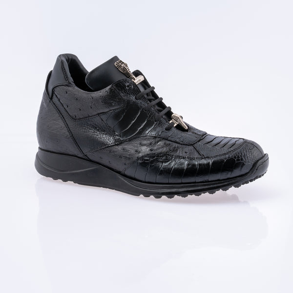 Mauri sneaker ostrich skin and ostrich leg in black