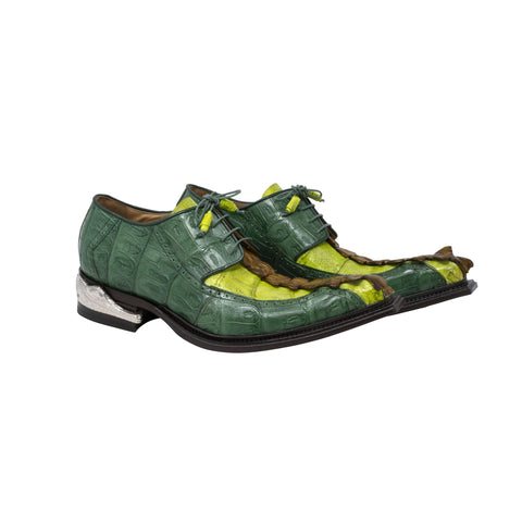 Mauri Highlander 4994 Men's Shoes Mustard Brown Exotic Ostrich Leg / Crocodile / Calf-Skin Leather Boots (MA5503) Brown / 10 US