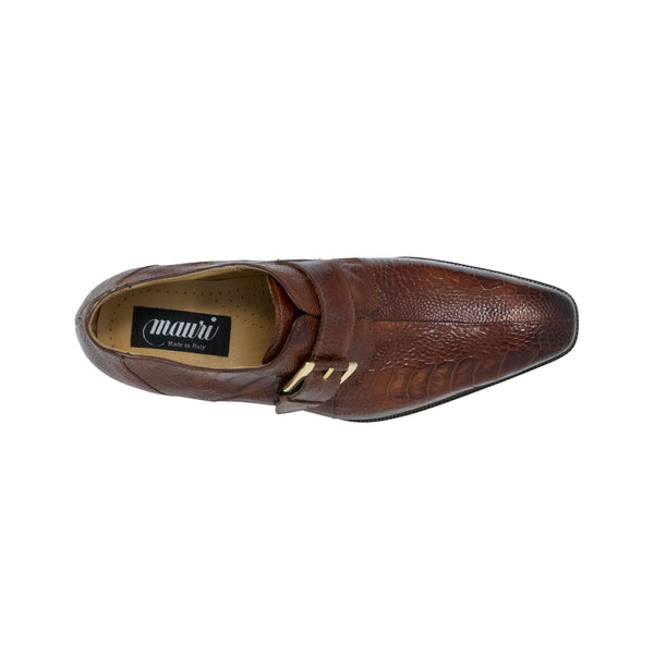 Mauri Hand Painted Ostrich Leg Monk Strap - Gold Burnished
