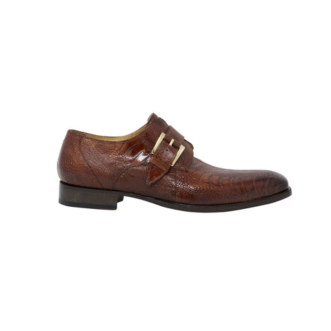 Mauri Hand Painted Ostrich Leg Monk Strap - Gold Burnished