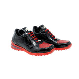 Mauri - Baby Crocodile Hand Painted Embossed Patent Sneaker  Black/Red