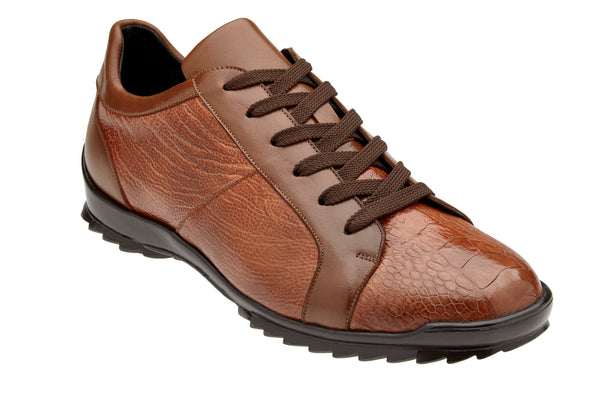 Ostrich and Italian Calf Sneaker - Honey