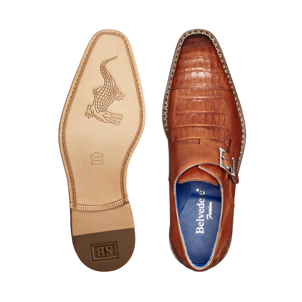 Monk Strap Caiman Dress Shoe - Almond Safari