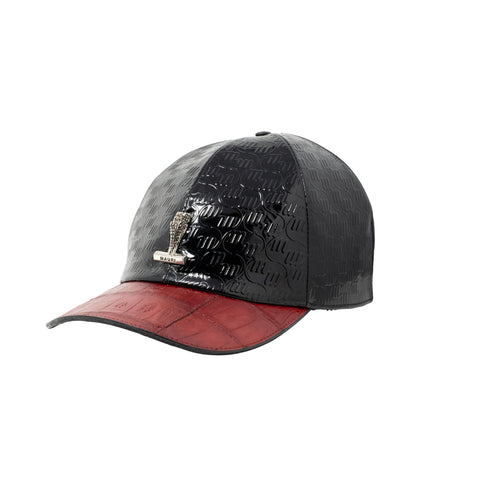 Mauri Baby Crocodile Hand Painted Cap - Patent Embossed - Red/Black