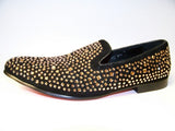 Crystal and suede slip on dress shoe - Gold