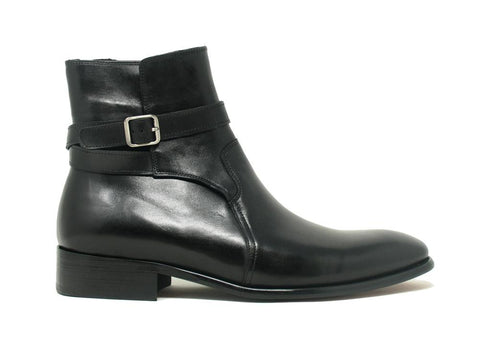 Carrucci Leather Strap Buckle Boots