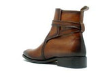 Carrucci Leather Strap Buckle Boots