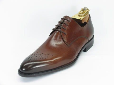 Carrucci Perforated Design Genuine Calf Skin Leather Dress Shoes - Cognac