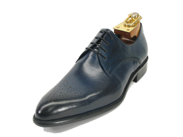 Carrucci Perforated Design Genuine Calf Skin Leather Dress Shoes - Navy