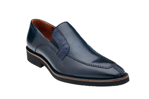 Ostrich and Italian Calf Slip-On with an Ultra Light Rubber Sole - Antique Blue