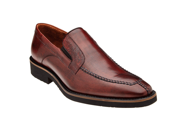 Ostrich and Italian Calf Slip-On with an Ultra Light Rubber Sole