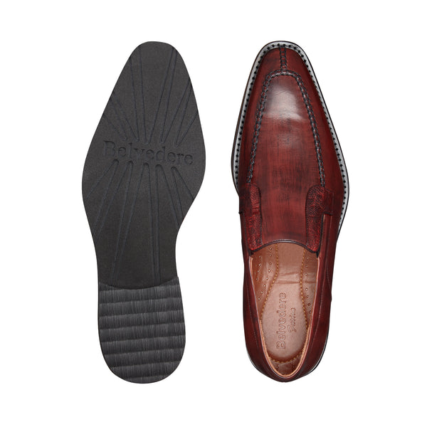 Ostrich and Italian Calf Slip-On with an Ultra Light Rubber Sole