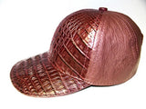 Gator and leather adjustable baseball cap - Burgundy